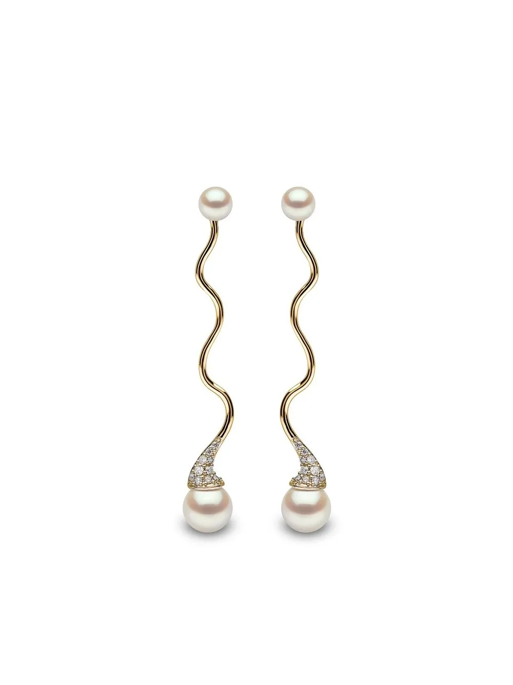 

Yoko London 18kt yellow gold Sleek Akoya pearl and diamond earrings