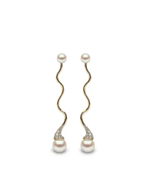 Boucles d'oreilles Sleek en 18ct ornées de perles d'Akoya et diamants - Yoko London - Modalova