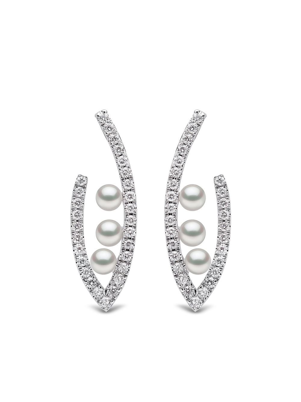 Yoko London 18kt white gold Sleek Akoya pearl and diamond earrings - Silver