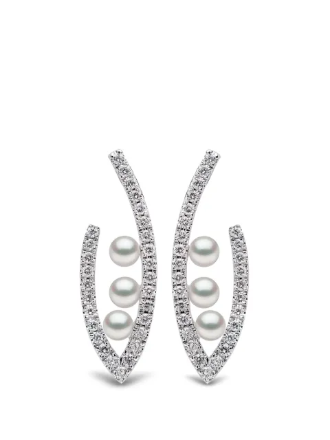 Yoko London Sleek Akoya pearl and diamond earrings
