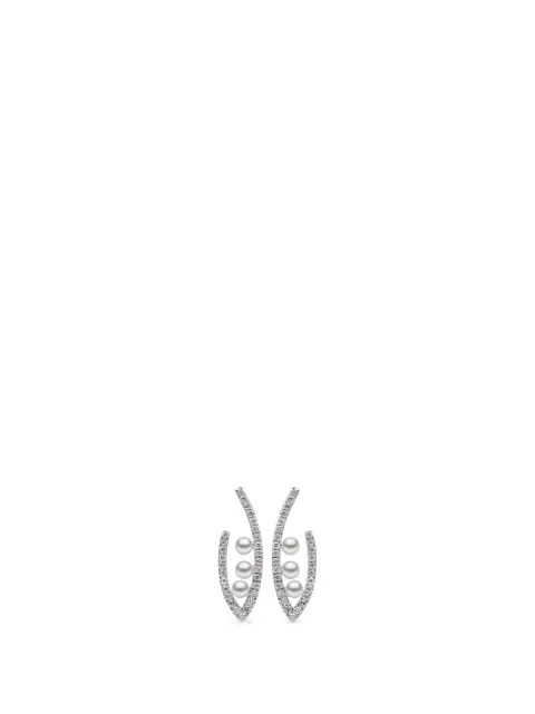 Yoko London Sleek Akoya pearl and diamond earrings