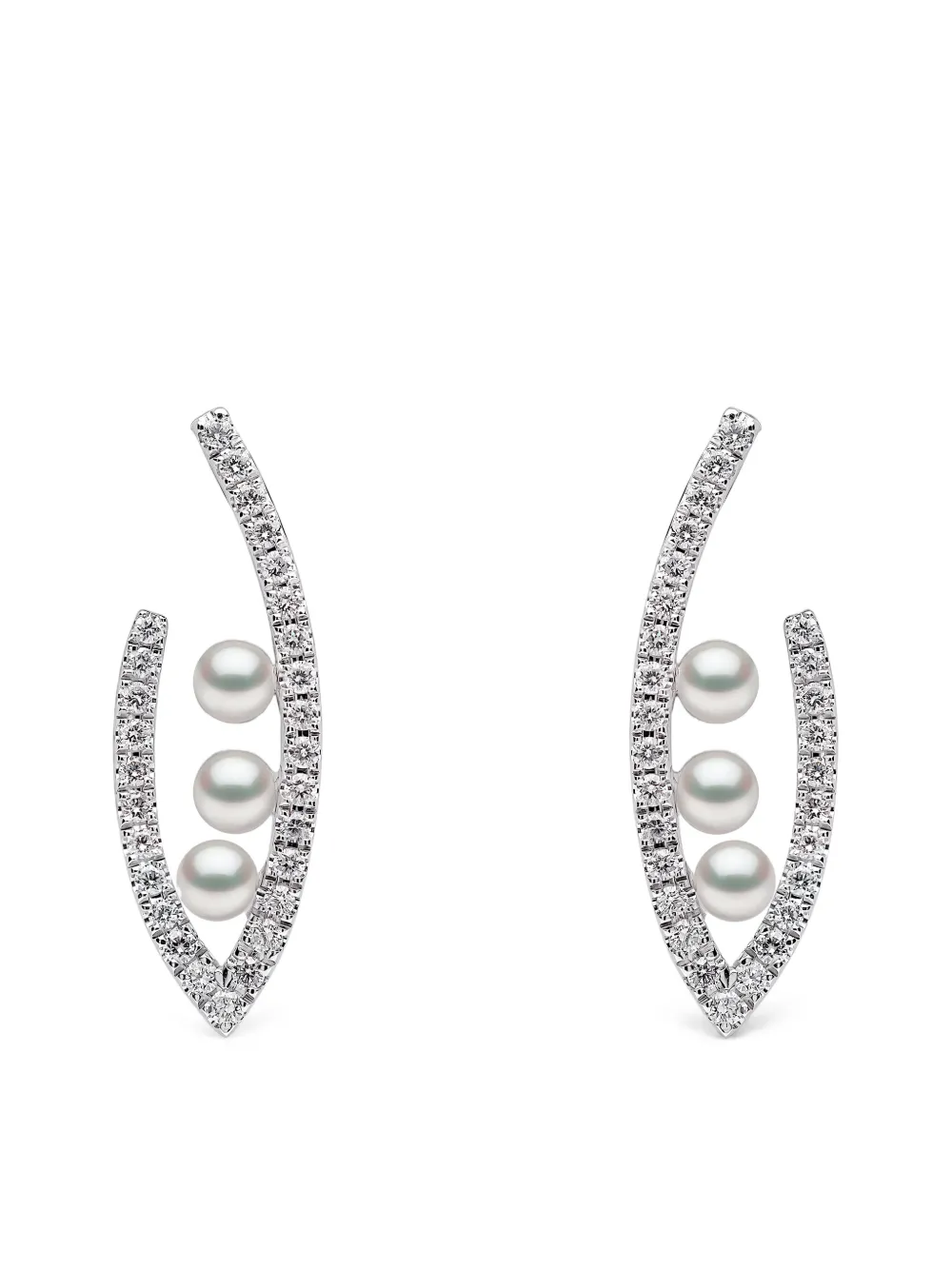 Yoko London Sleek Akoya pearl and diamond earrings