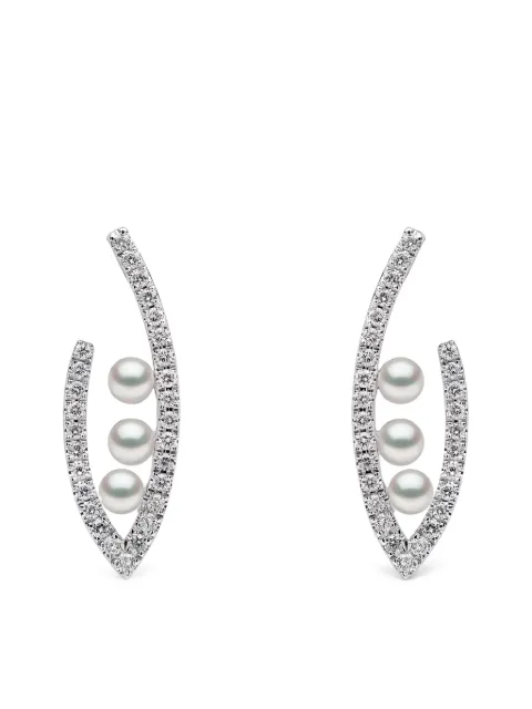 Yoko London Sleek Akoya pearl and diamond earrings