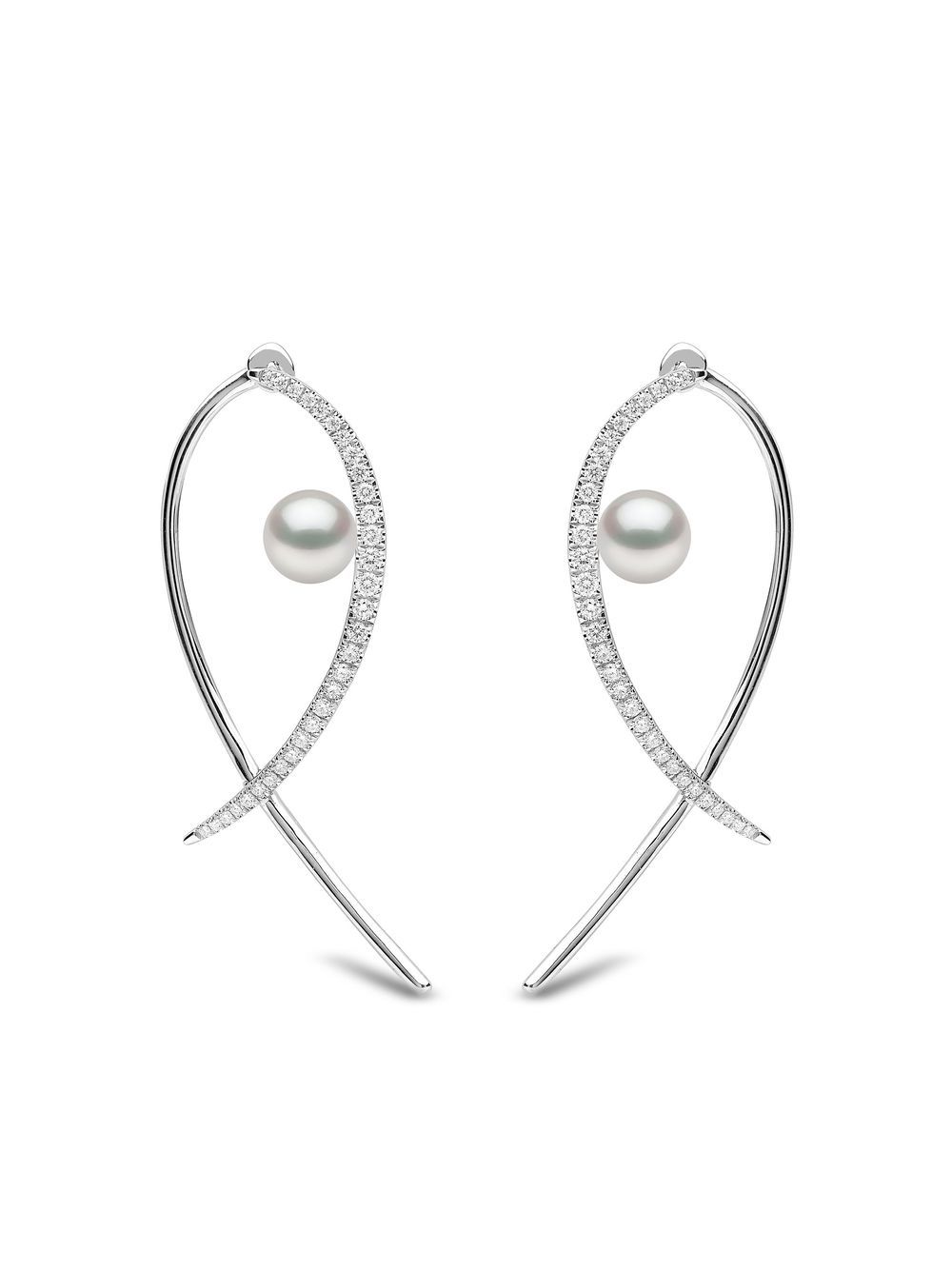 Yoko London 18kt white gold Sleek Akoya pearl and diamond earrings - Silver