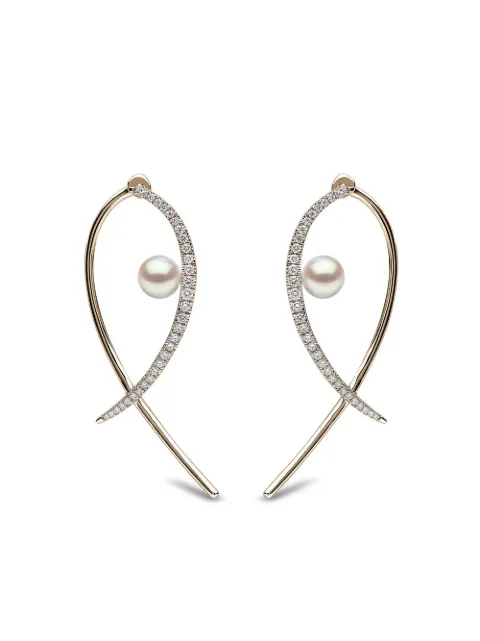 Yoko London pendientes Sleek en oro amarillo de 18kt con perlas de Akoya y diamantes