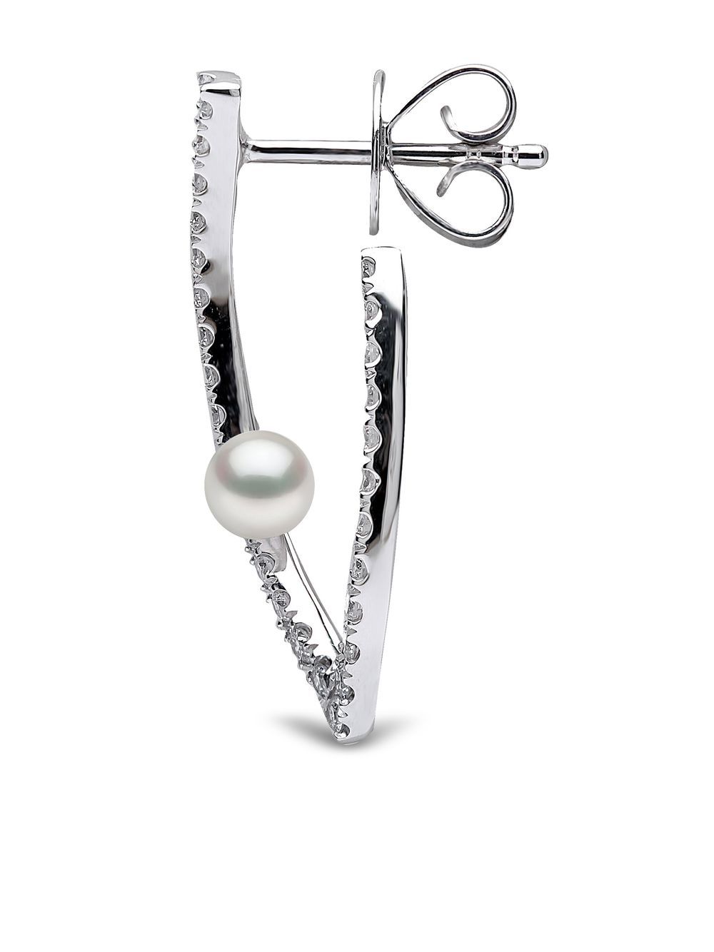 Shop Yoko London 18kt White Gold Sleek Akoya Pearl And Diamond Earrings In Silver
