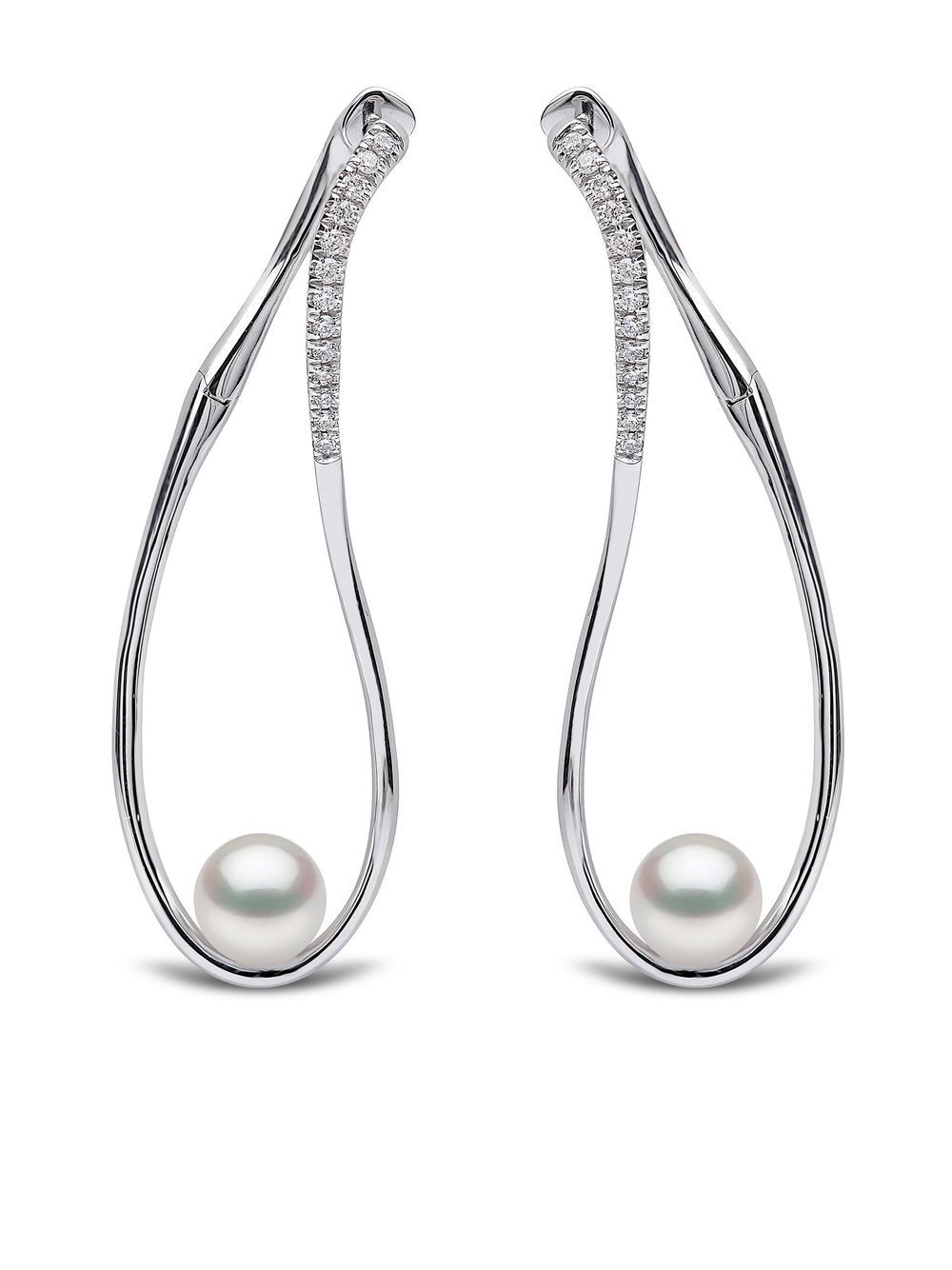 Yoko London 18kt white gold Sleek Akoya pearl and diamond earrings - Silver