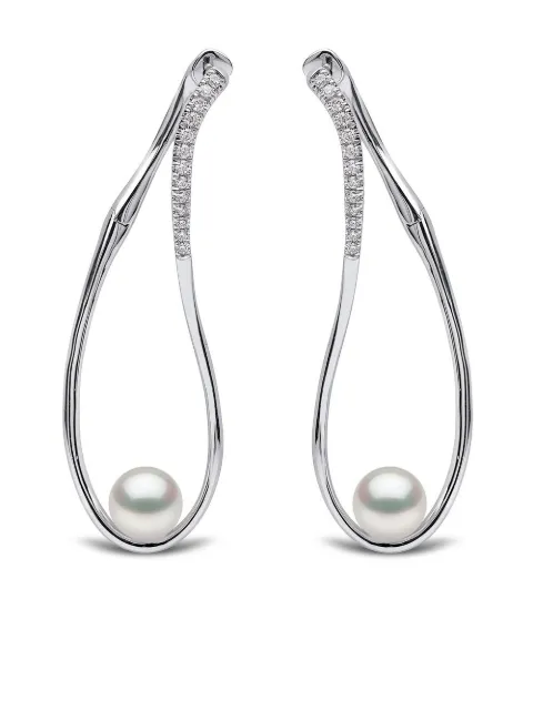 Yoko London 18kt Sleek Weißgoldohrringe mit Akoya-Perlen und Diamanten