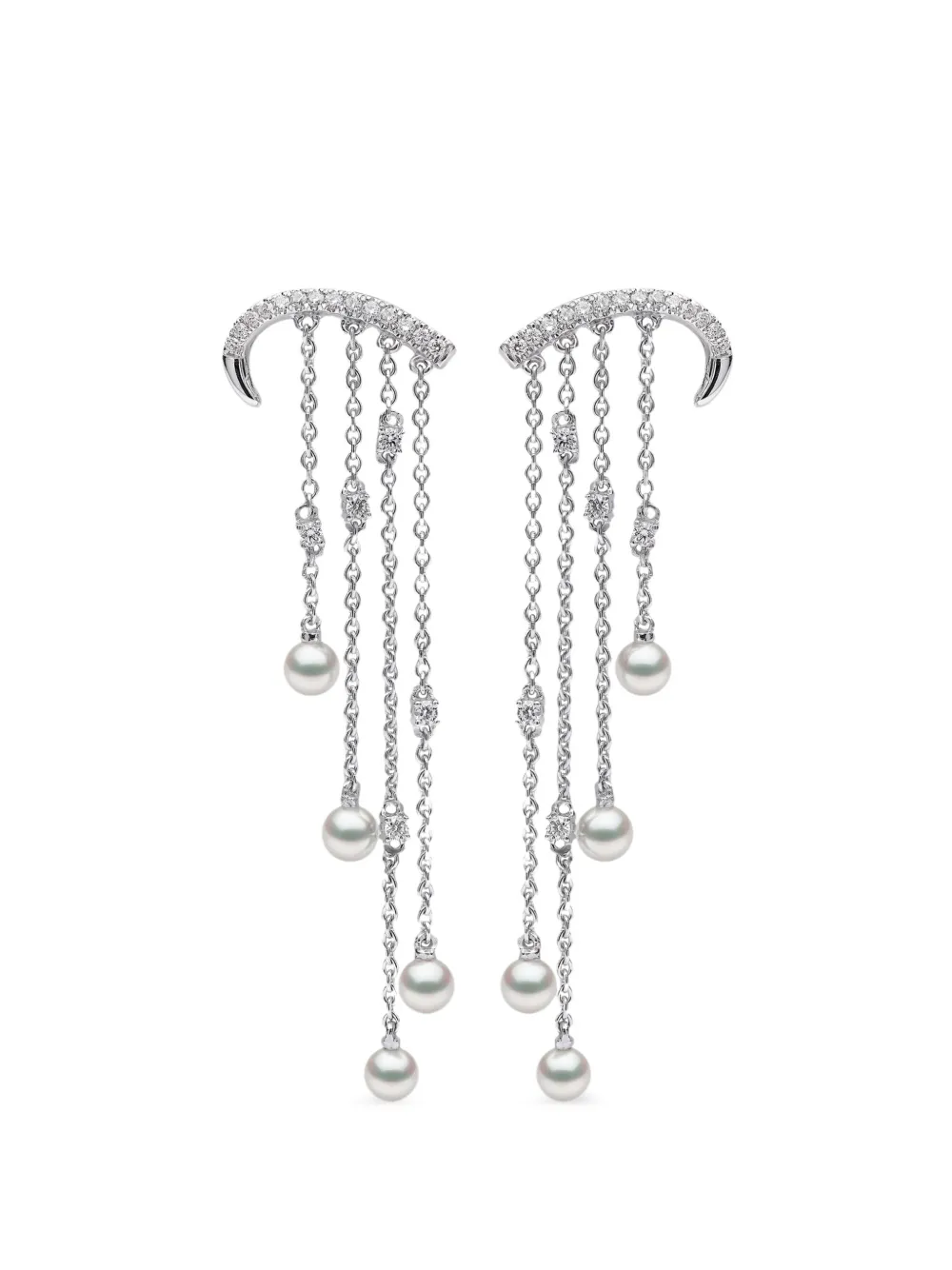 Yoko London 18kt white gold Sleek Akoya pearl and diamond earrings · OS