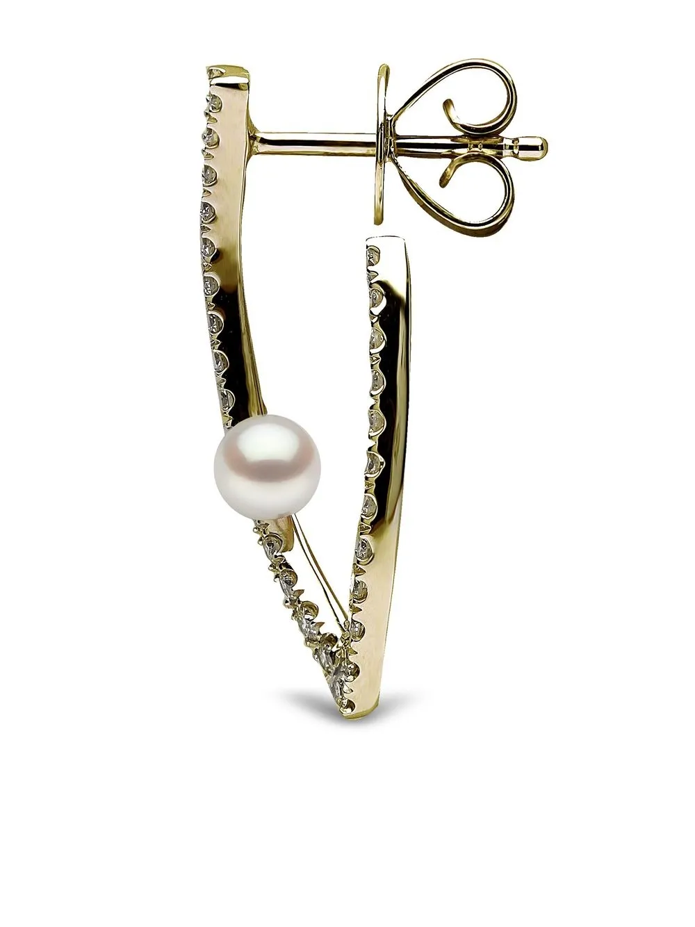 Shop Yoko London 18kt Yellow Gold Sleek Akoya Pearl And Diamond Earrings