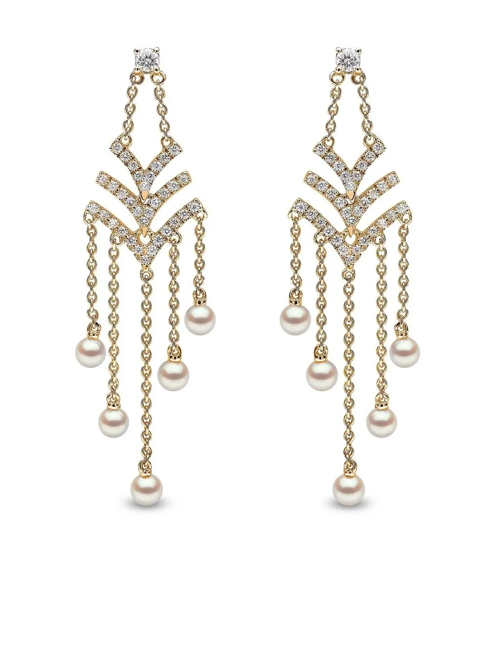 Yoko London 18kt Yellow Gold Sleek Akoya Pearl And Diamond Earrings ...