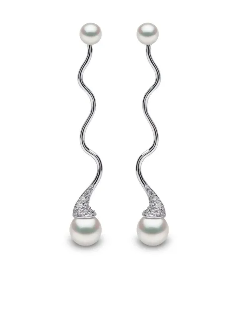 Yoko London 18kt white gold Sleek Akoya pearl and diamond earrings