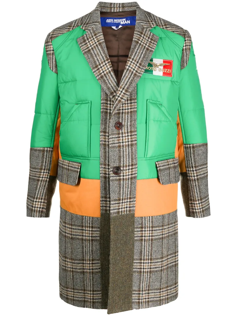 Click to view more detailed imagery on our partner's website Junya Watanabe Panelled Single-breasted Coat In Green