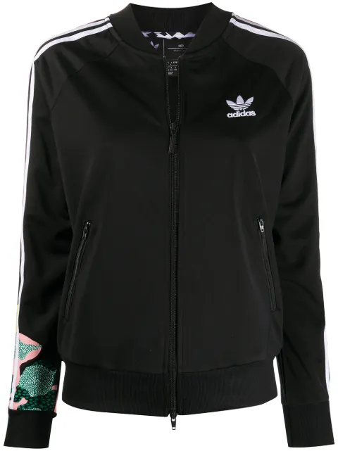 adidas graphic-print zip-up track jacket