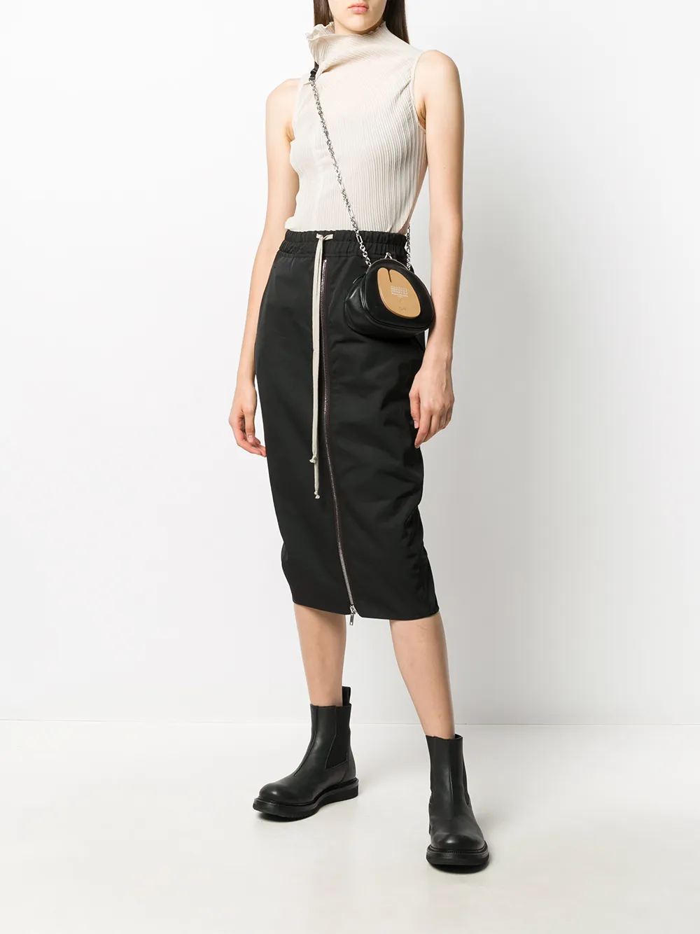 Rick Owens Kokerrok met rits - Zwart