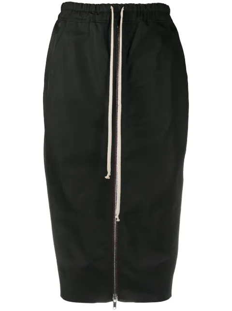 Rick Owens drawstring zipped pencil skirt