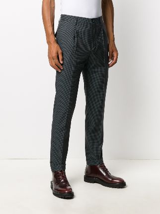 fine check pattern slim-fit trousers展示图