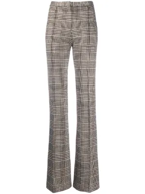 womens high waisted checked trousers
