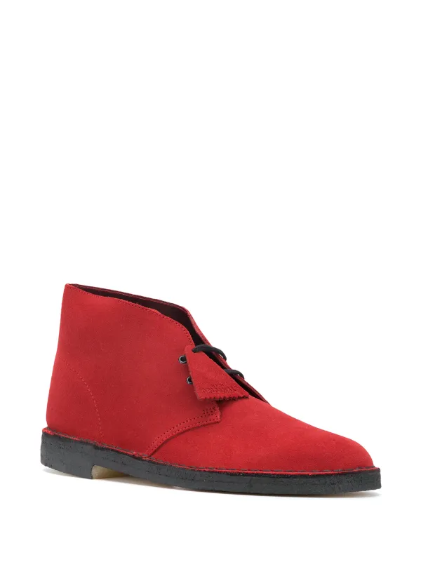 red leather clarks desert boots