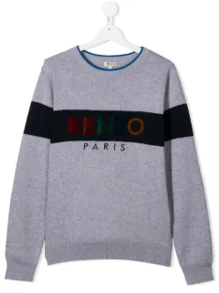 Kenzo Kids cashmere cotton blend logo print knit jumper AW20 Kenzo Kids cashmere cotton blend logo print knit jumper AW20