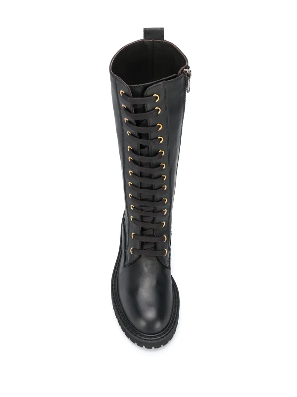 black lace up boots with small heel