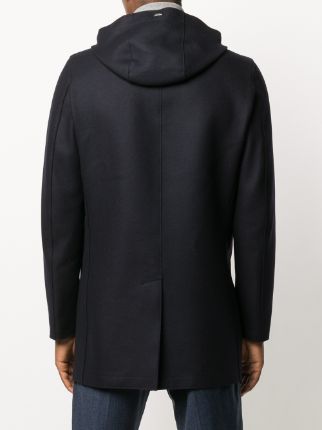 single-breasted drawstring-hood coat展示图