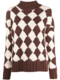 Plan C geometric roll-neck jumper - Brown