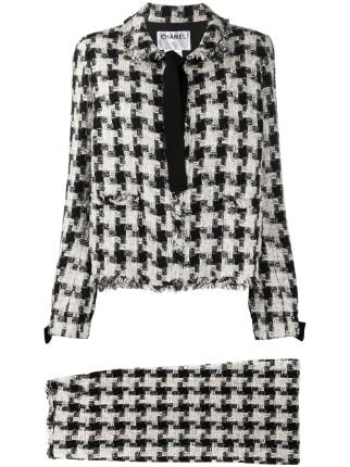 CHANEL Pre-Owned 2004 Tweed Houndstooth Skirt Suit - Farfetch