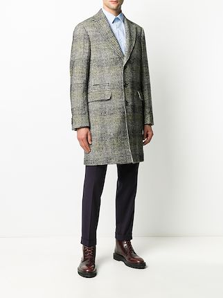 houndstooth check single-breasted coat展示图