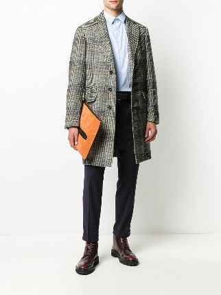 houndstooth check single-breasted coat展示图