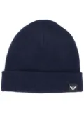 Emporio Armani logo patch beanie - Blue
