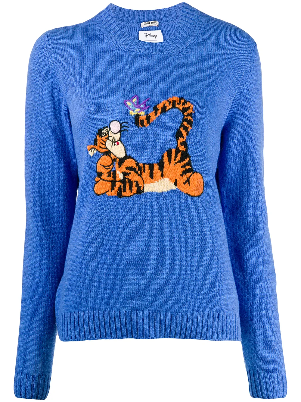 Shop Miu Miu X Disney Tigger Intarsia Knit Jumper In Blau