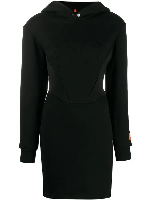 black hooded sweater dress