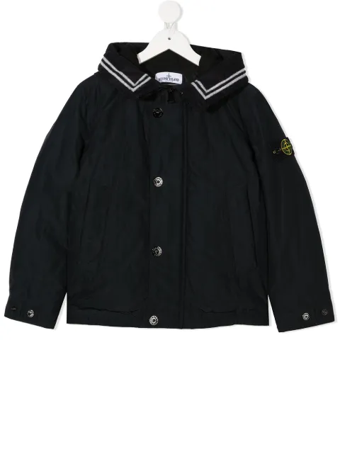 Stone Island Junior hooded logo patch jacket