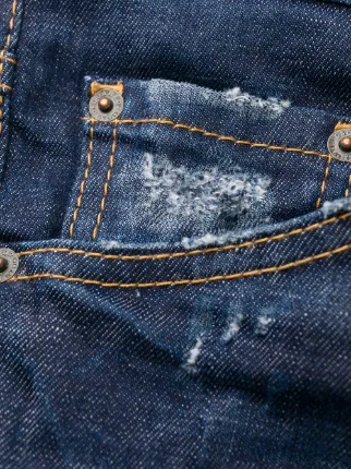 distressed slim-fit jeans展示图