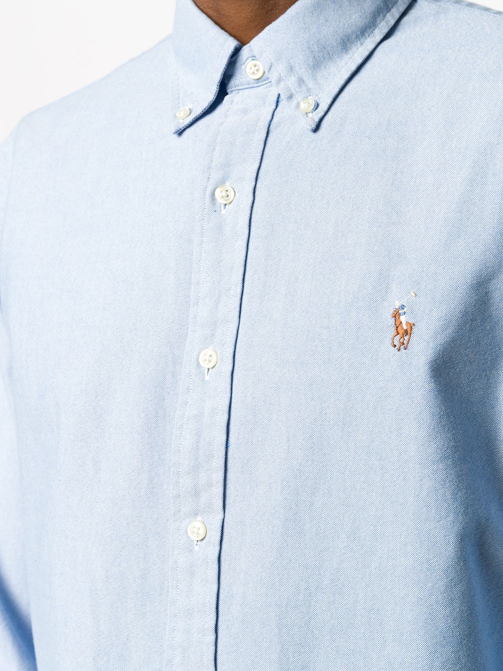 Shop Polo Ralph Lauren Embroidered Logo Cotton Shirt In Blue
