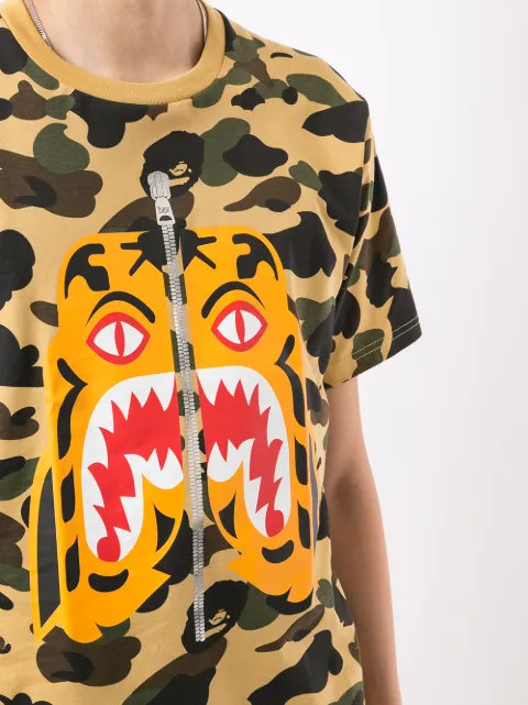 Shop Green A Bathing Ape Camouflage Shark Print T Shirt With Express Delivery Saluscampusdemadrid