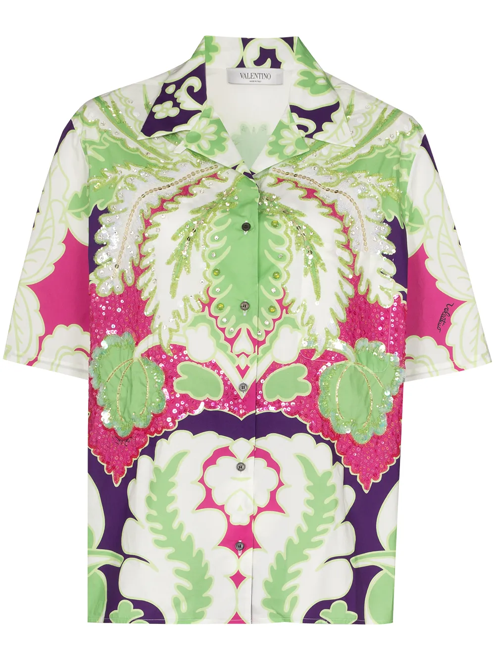 Valentino World Arazzo Cotton Poplin Shirt In Green