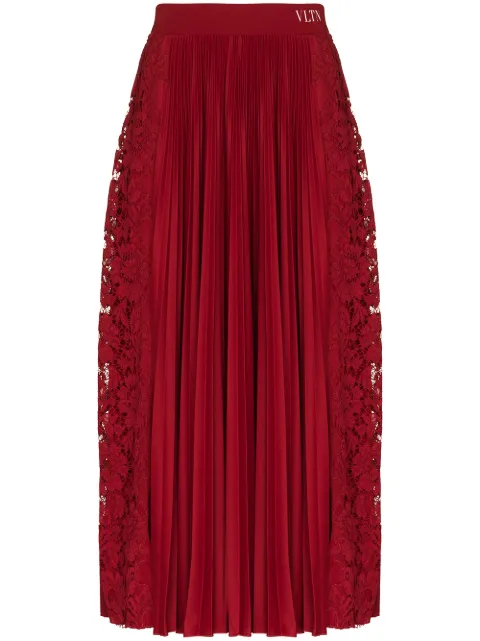 Valentino Garavani falda midi con encaje floral
