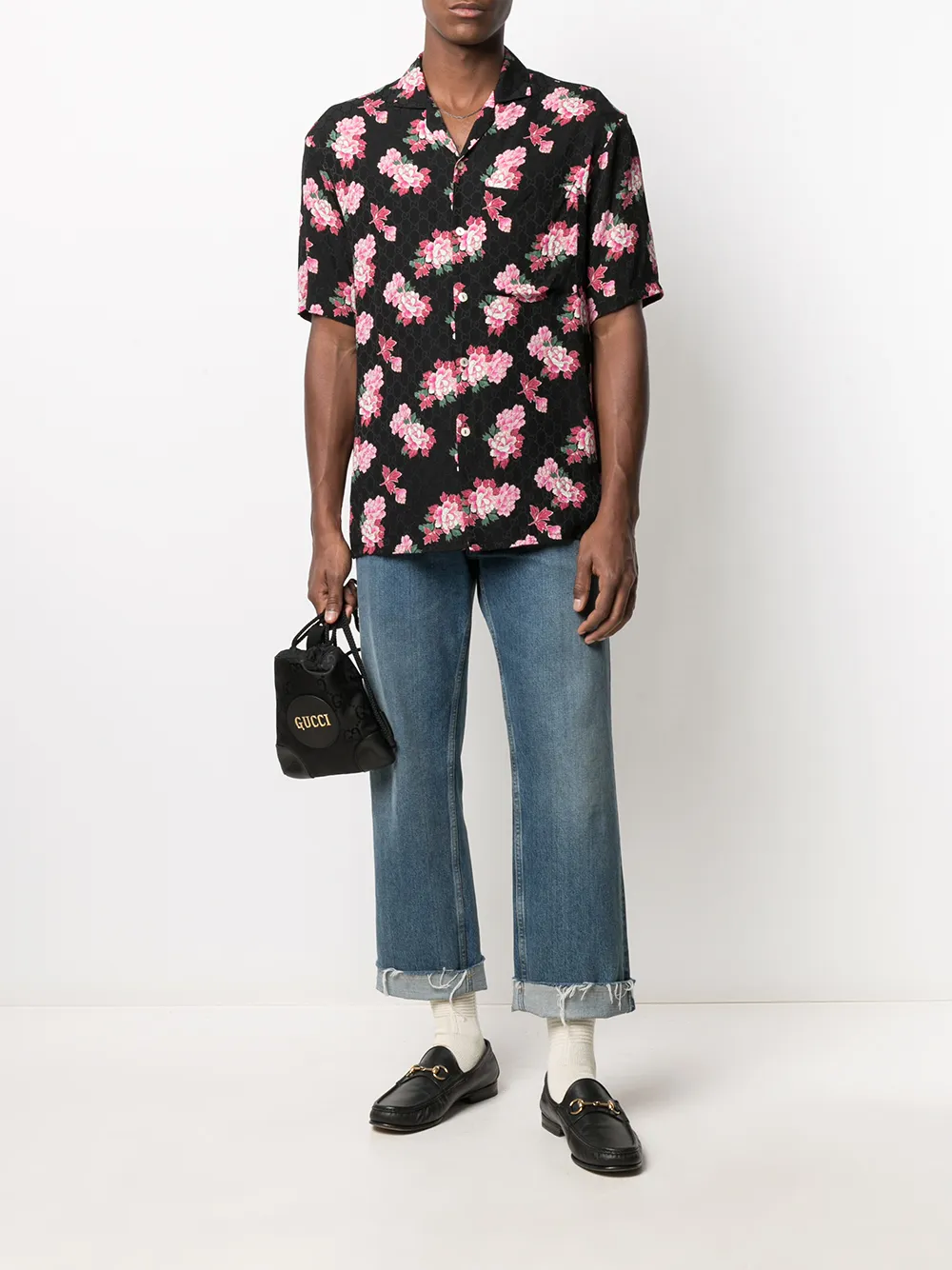 Gucci Overhemd met bloemenprint - Zwart