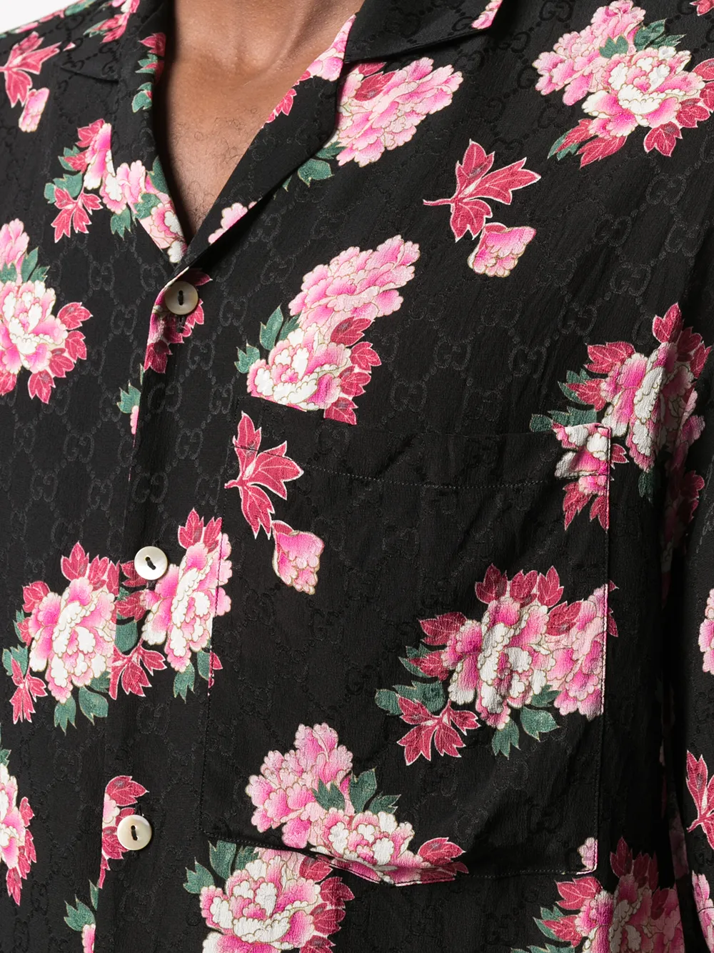 Gucci Overhemd met bloemenprint Zwart