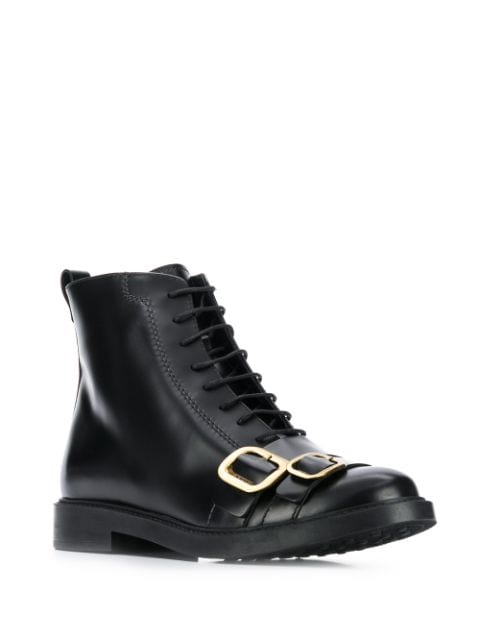 Tod's Lace Up Ankle Boots With Buckle Detailing - Farfetch