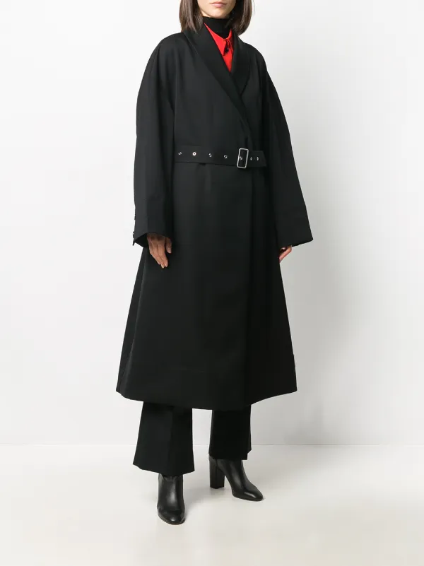 Black flared trench coat Clearance