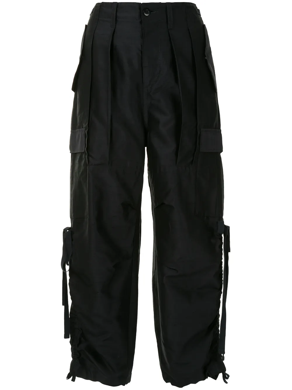 black satin cargo trousers
