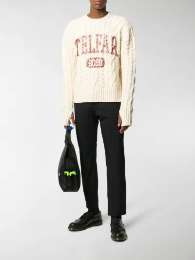 Telfar cable knit logo jumper neutrals 