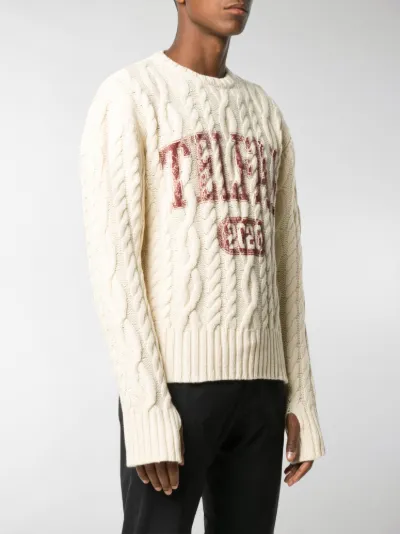 Telfar cable knit logo jumper neutrals 