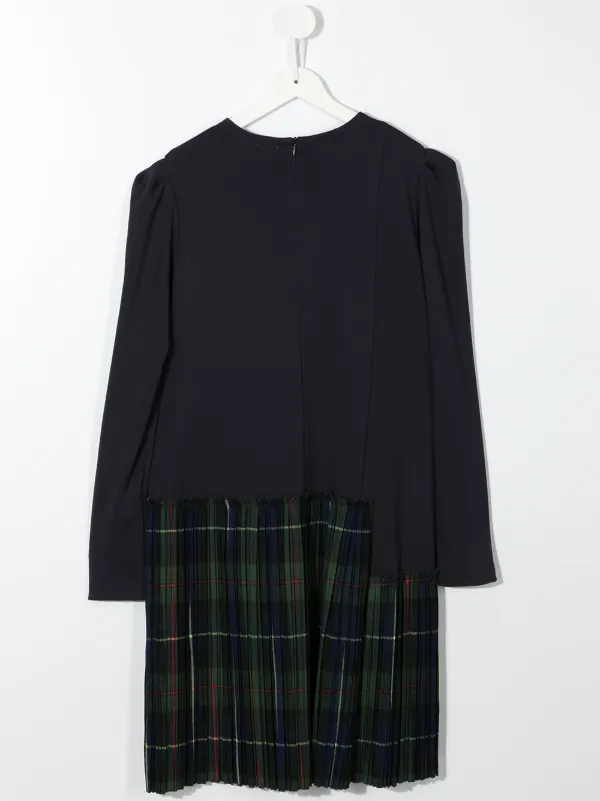 Il Gufo TEEN Asymmetric tartan-skirt Dress | Blue | FARFETCH