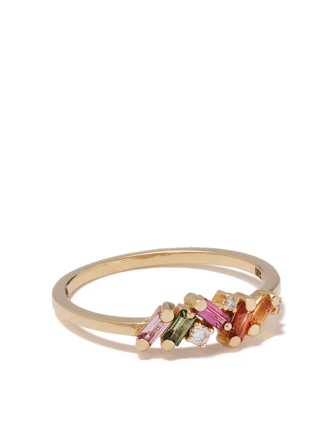 Suzanne Kalan anillo Rainbow en oro amarillo de 18kt con zafiro y diamante