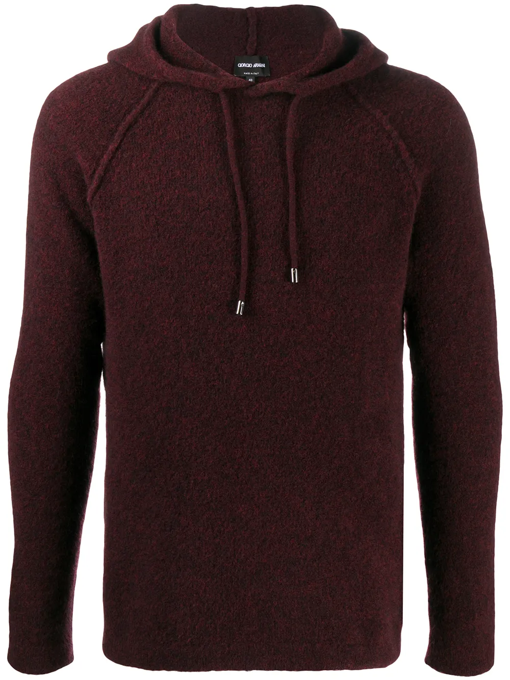 red hooded jumper