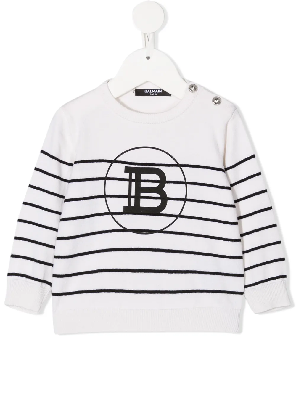 

Balmain Kids stripe knitted logo jumper - Blanco